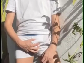 Twink self-pissing - wetting his white drawers - male omorashi asian hot gay boys sex videos