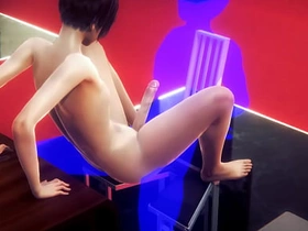 Yaoi Femboy - Twink footjob added to fuck in a chair - Japanese Asian Manga Anime Jacket Lark Porn asian roommate gay sex videos
