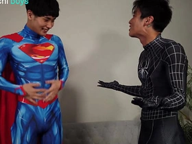 Superman x Spiderman - Lycra Superhero Costumes asian handsome boy gay sex videos