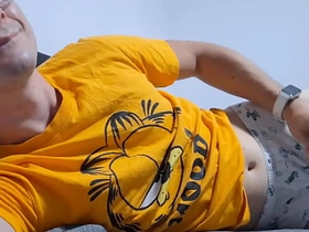 Horny College Boy Jerking off in Bed while waiting be advantageous to StepDaddy gay sexual congress videos latest asian